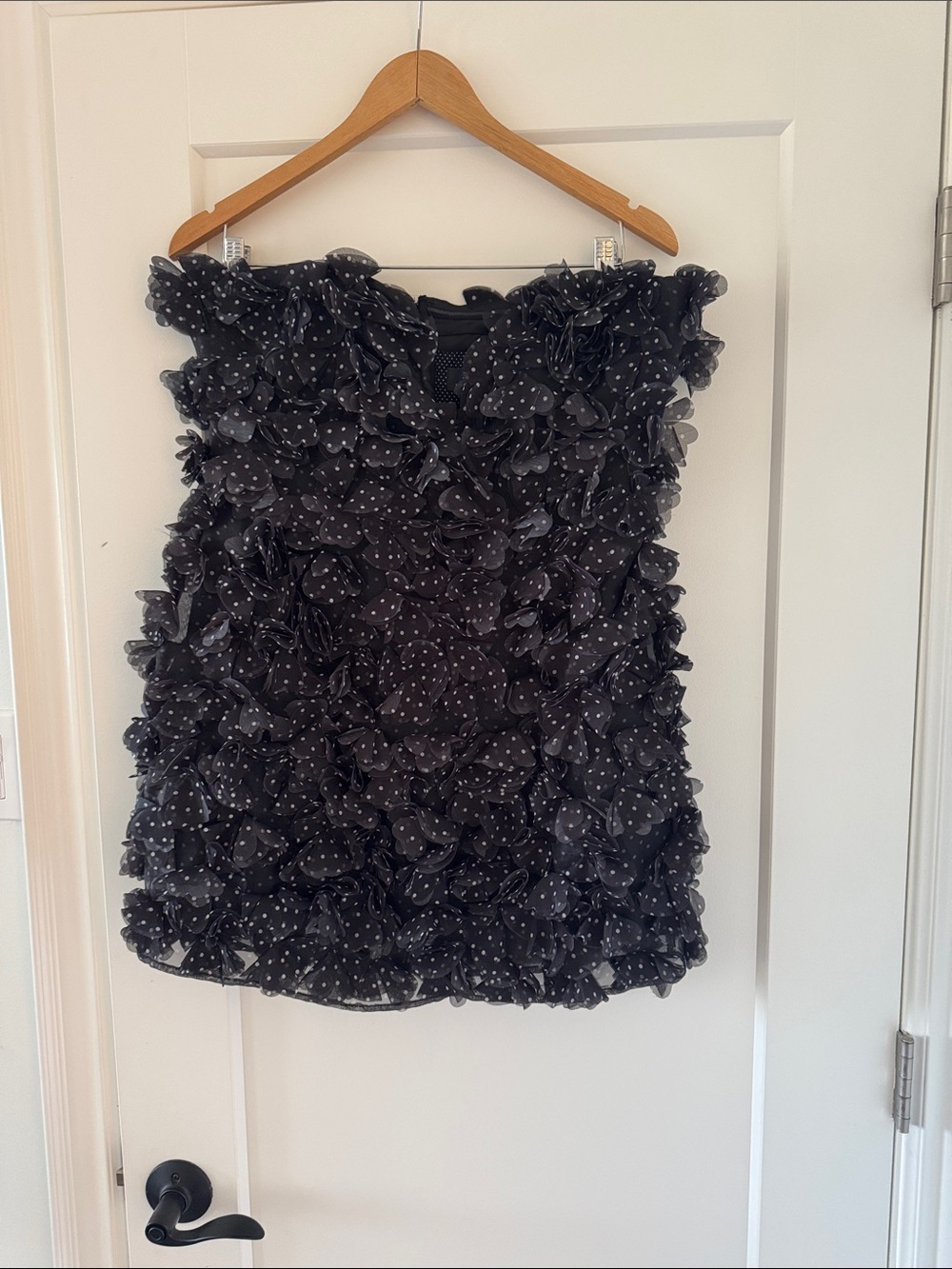 Anthropologie Black Ruffled Polka Dot Mini dress
